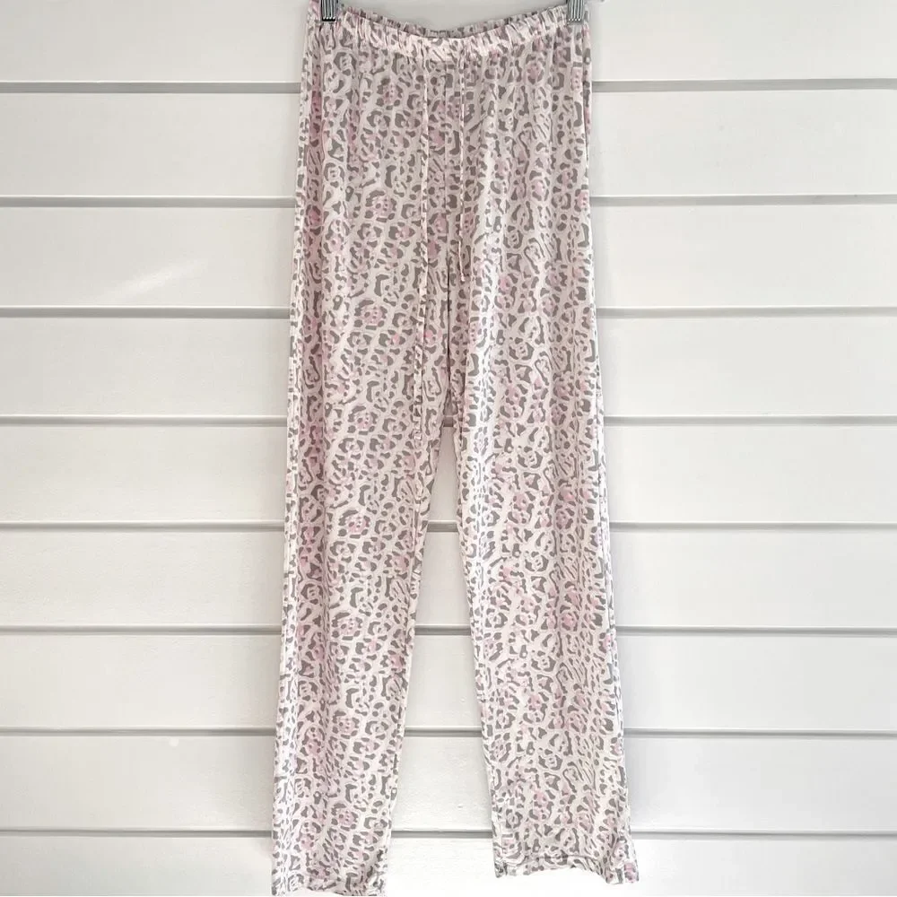 Mia & Tess Grey Leopard Print PJ Lounge Pajama Pants Size Medium
